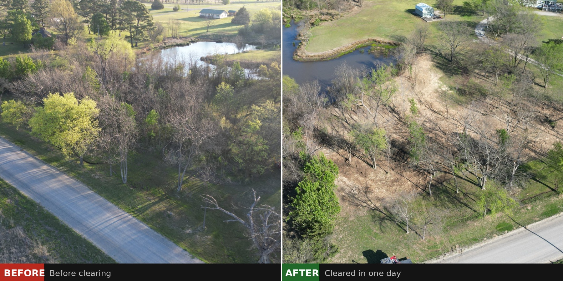 Central Oklahoma brush clearing, before and after